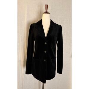 Vintage Cacharel Black Velvet Blazer w Chartreuse Lining Made in France
Size 38